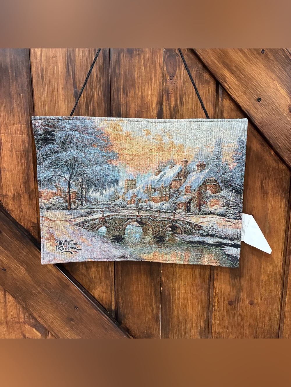 Thomas Kinkade Small Cobblestone Winter Light Up Tapestry